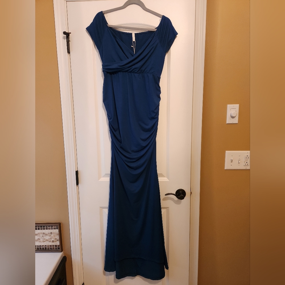 Dark teal maternity gown